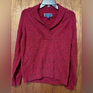Karen Scott Marled Deep Red Marled Shawl Collar Sweater Women’s Size Medium